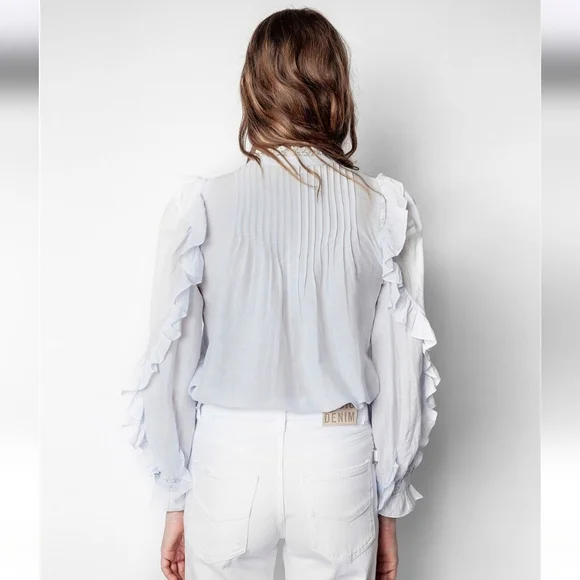 Zadig And Voltaire Timmy Tomboy Shirt In Lilac Size Small - Picture 3 of 16